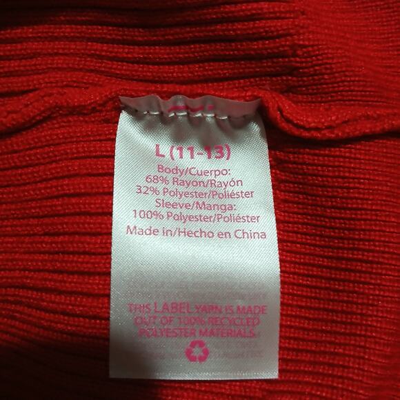 No Boundaries L(11/13) Red 3D-Sheer-Long-Sleeved Ribbed Sweater Christmas Junior - Picture 16 of 16